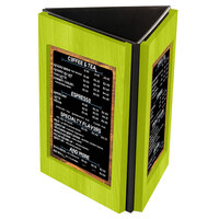 Menu Solutions TRIWD-B Charleston 5" x 7" Lime Three View Wooden Table Tent