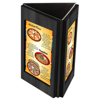 Menu Solutions TRIWD-A Charleston 4" x 6" Black Three View Wooden Table Tent