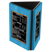 Menu Solutions TRIWD-B Charleston 5" x 7" Sky Blue Three View Wooden Table Tent