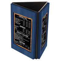 Menu Solutions TRIWD-B Charleston 5" x 7" True Blue Three View Wooden Table Tent