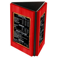 Menu Solutions TRIWD-B Charleston 5" x 7" Berry Three View Wooden Table Tent
