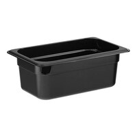 Cambro 44CW110 Camwear 1/4 Size Black Polycarbonate Food Pan - 4" Deep