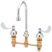 T&S B-2866-134XPF15 EasyInstall Deck Mounted Medical Faucet with 7 11/16" Swivel Gooseneck Nozzle, 8" Centers, 1.4 GPM Flow Control, Eterna Cartridges, and Wrist Handles