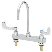 T&S B-1142-QT5XPF15 Deck Mounted Workboard Faucet with 8" Centers, 5 11/16" Gooseneck Spout, 1.5 GPM Flow Regulator Swivel Piece, Eterna Cartridges, Wrist Handles