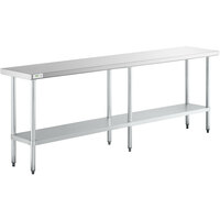 Regency 18" x 96" 18-Gauge 304 Stainless Steel Commercial Work Table with Galvanized Legs and Undershelf