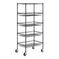 Regency 24" x 36" x 70" NSF Black Epoxy 4 Basket and 1 Shelf Kit