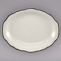 Homer Laughlin from Steelite International Styleline Black 11 3/4" x 8" Oval Scalloped China Platter - 12/Case