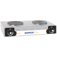 Nemco 6310-2 Electric Countertop Horizontal Hot Plate with 2 Solid Burners - 120V