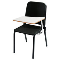 National Public Seating 8210/TA82L Black Melody Stack Chair with Left Tablet Desk Arm