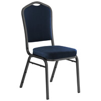 National Public Seating 9354-SV Midnight Blue Fabric Stackable Chair with 2" Padded Seat