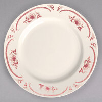 Homer Laughlin from Steelite International HL4442 American Rose Red 10 5/8" Ivory (American White) Rolled Edge China Plate - 12/Case