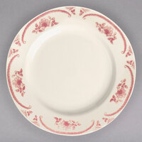 Homer Laughlin from Steelite International HL2022 American Rose Red 6 5/8" Ivory (American White) Rolled Edge China Plate - 36/Case