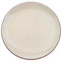 CAC 666-16-W Japanese Style 10" Stoneware Coupe Plate - Black Non-Glare Glaze / Creamy White - 12/Case