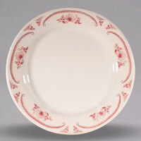 Homer Laughlin from Steelite International HL2062 American Rose Red 9 5/8" Ivory (American White) Rolled Edge China Plate - 24/Case