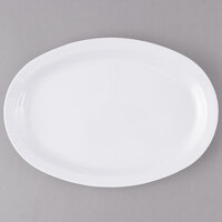 Thunder Group NS512W Nustone White Melamine Oval Platter Narrow Rim 11 1/2" x 8" - 12/Pack