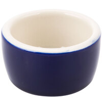 Tuxton B2X-0203 2 oz. Cobalt / Eggshell Smooth Pipkin China Ramekin - 48/Case