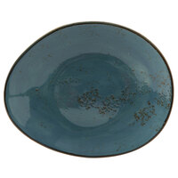 Tuxton GGE-652 TuxTrendz Artisan Geode Azure 12" x 9 3/4" China Ellipse Plate - 12/Case