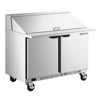 Beverage-Air SPE48HC-18M-23 48" 2 Door Mega Top ADA Height Refrigerated Sandwich Prep Table
