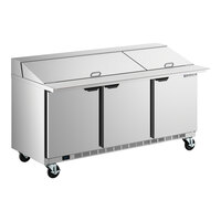 Beverage-Air SPE72HC-30M-23 72" 3 Door Mega Top ADA Height Refrigerated Sandwich Prep Table