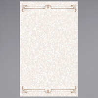 Choice 8 1/2" x 14" Menu Paper - Tan Swirl Border - 100/Pack