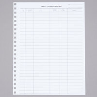 Menu Solutions R020 Reservation Book Replacement Sheets - 50/Pack