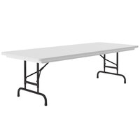 Correll Adjustable Height Folding Table, 30" x 60" Plastic, Gray - Standard Legs - R-Series