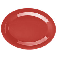 GET OP-950-CR Cranberry Diamond Harvest 9 3/4" x 7 1/4" Oval Platter - 24/Case