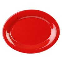 Thunder Group CR212PR 12" x 9" Oval Pure Red Melamine Platter - 12/Pack