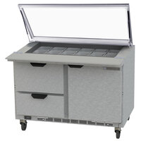 Beverage-Air SPED48HC-18M-2-STL 48" 1 Door 2 Drawer Mega Top Glass Lid Refrigerated Sandwich Prep Table