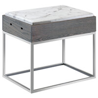 Cal-Mil 3822-13-83 Ashwood Gray Oak Wood Riser with Melamine Marble Tray - 15" x 11" x 13 1/4"