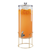 Cal-Mil 22005-3INF-46 Mid-Century 3 Gallon Round Beverage Dispenser with Infusion Chamber and Brass Wire Base