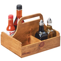 Cal-Mil 3692-99 Madera Rustic Pine 9 3/4" x 8" x 7 1/2" 4 Section Condiment Caddy with Handle