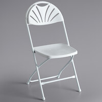 Lancaster Table & Seating White Plastic Fan Back Folding Chair