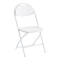 Lancaster Table & Seating White Plastic Fan Back Folding Chair