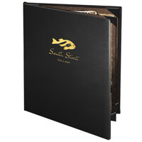 Menu Solutions CD940C Chadwick Collection 8 1/2" x 11" Customizable Leather-Like 4 View Booklet Menu Cover