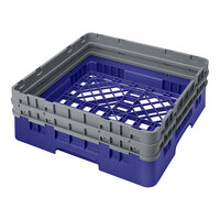 Cambro BR578186 Navy Blue Camrack Customizable Full Size Base Rack with Closed Sides and 2 Extenders