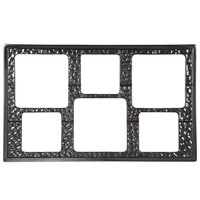 GET ML-162 Full Size Black Melamine Adapter Plate with Six Cut-Outs for Six Square Crocks