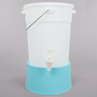 Choice Round 6 Gallon White Beverage Dispenser with Blue Base