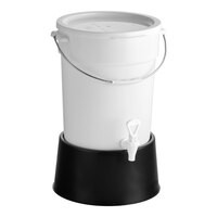 Choice Round 6 Gallon White Beverage Dispenser with Black Base