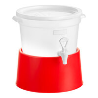 Choice Round 3 Gallon Translucent Beverage Dispenser with Red Base