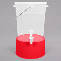 Choice Round 6 Gallon Translucent Beverage Dispenser with Red Base