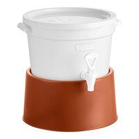Choice Round 3 Gallon White Beverage Dispenser with Brown Base