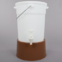 Choice Round 6 Gallon White Beverage Dispenser with Brown Base