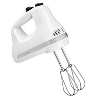 KitchenAid KHM512WH Ultra Power White 5 Speed Hand Mixer with Stainless Steel Turbo Beaters - 120V