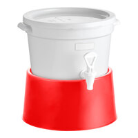 Choice Round 3 Gallon White Beverage Dispenser with Red Base