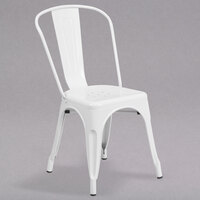 Flash Furniture CH-31230-WH-GG White Stackable Galvanized Steel Chair with Vertical Slat Back and Drain Hole Seat