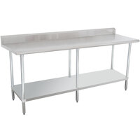 16 Gauge Advance Tabco KLAG-248-X 24" x 96" Stainless Steel Work Table with 5" Backsplash and Galvanized Undershelf