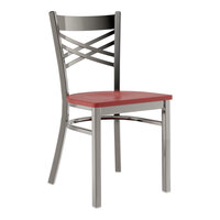 Lancaster Table & Seating Clear Coat Finish Cross Back Chair with Mahogany Wood Seat - Assembled