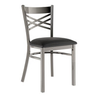Lancaster Table & Seating Clear Coat Finish Cross Back Chair with 2 1/2" Black Vinyl Padded Seat
