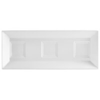 CAC CTY-RT10 Citysquare 12" x 4 3/4" Bright White Porcelain Tray with 3 Bowl Holders - 24/Case